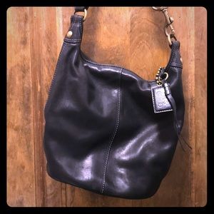 COACH black leather shoulder bag